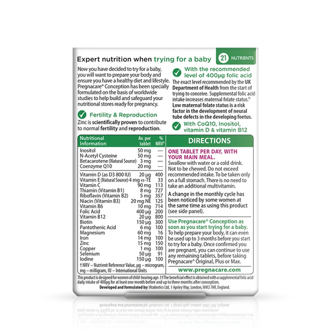 UK Vitabiotics Pregnacare Conception