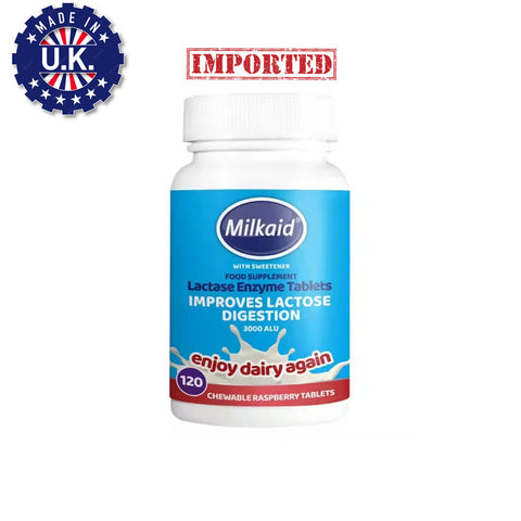 UK Milkaid Lactase Enzyme Supplement - 120 Tablets