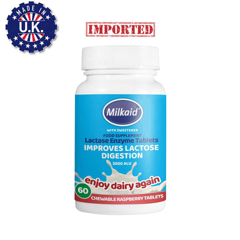 UK Milkaid Lactase Enzyme Supplement - 60 Tablets