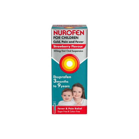 Nurofen for Children Cold, Pain and Fever Strawberry Flavour 100mg/5ml Oral Suspension 100ml